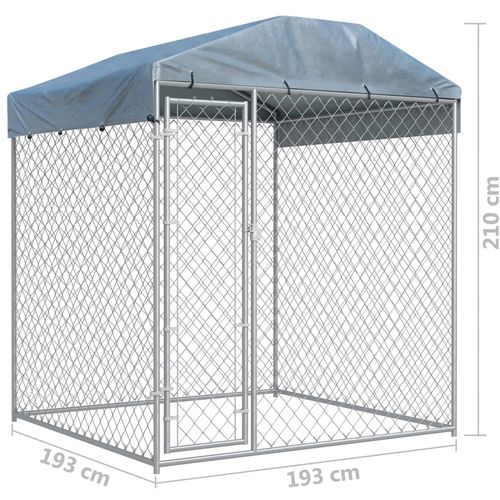 Vanjski kavez za pse s nadstrešnicom 193x193x225 cm slika 5