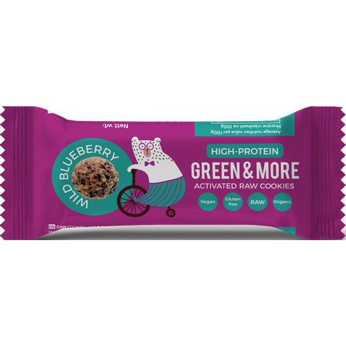 Green&More RAW aktivirani kolačići borovnica, snack bar slika 1