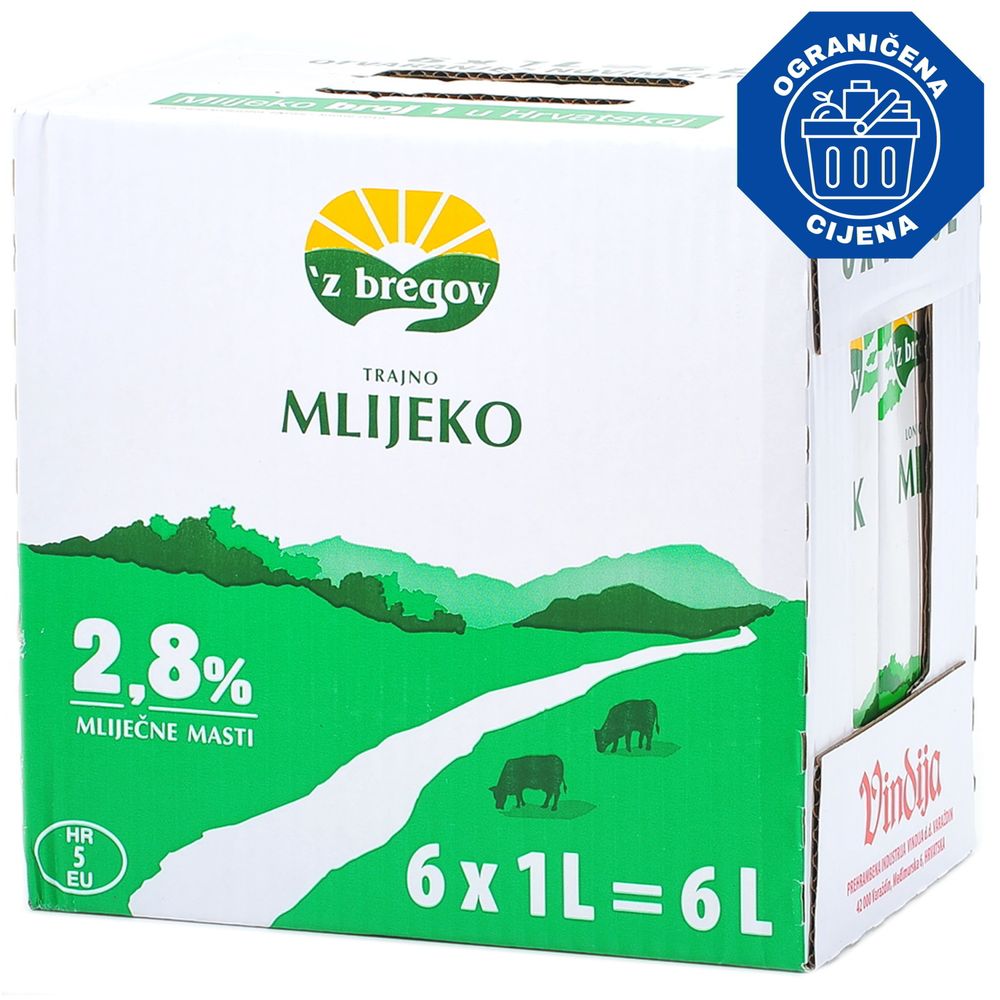 Z bregov trajno mlijeko 2,8% mm 6x1l XXL slika 1
