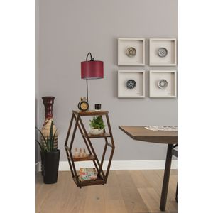 Asos Ceviz Lambader Silindir Hasır Bordo Abajurlu Claret Red Floor Lamp