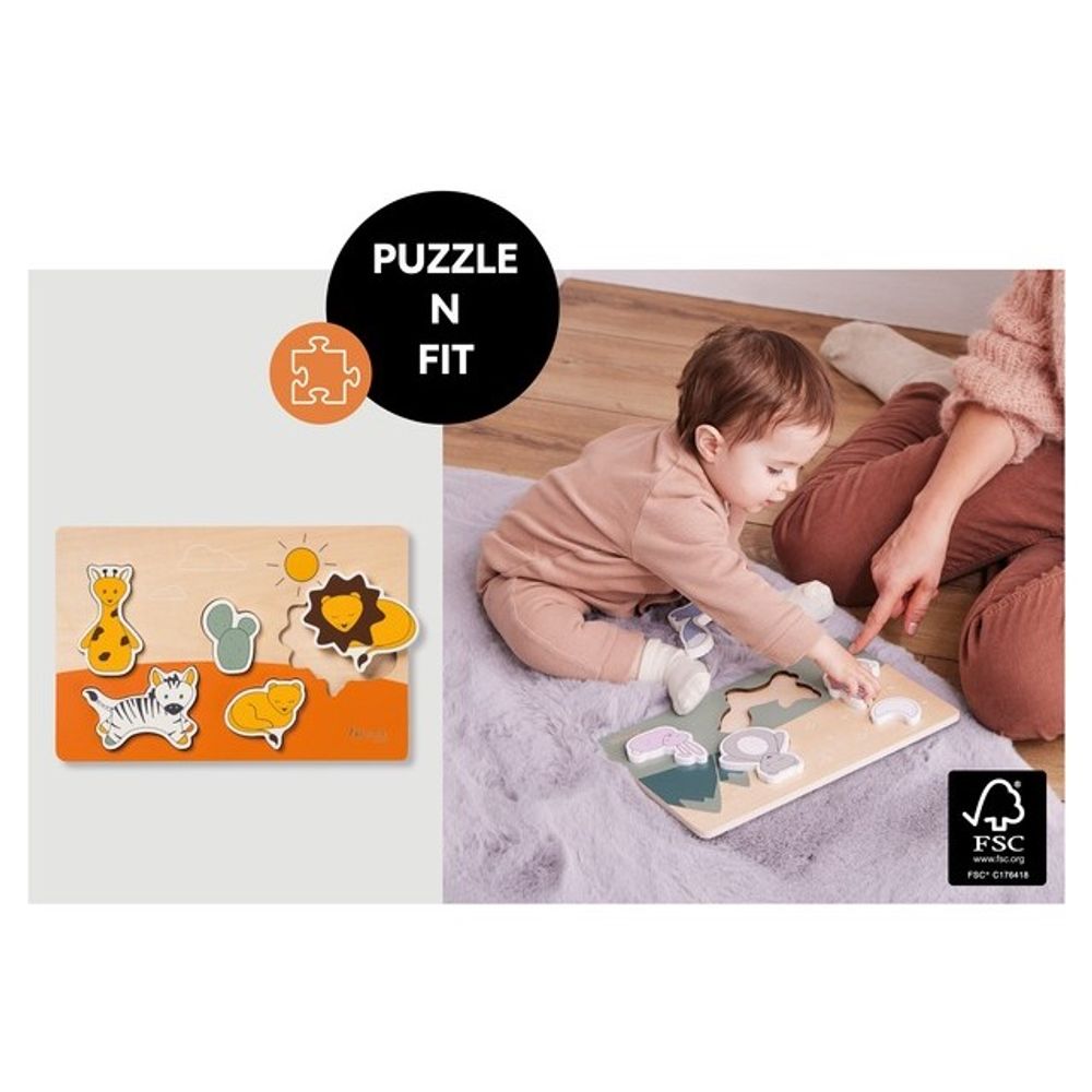 Hauck Drvena slagalica Puzzle N Sort - Safari slika 5