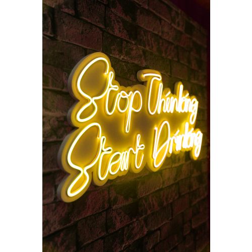 Wallity Ukrasna plastična LED rasvjeta, Stop Thinking Start Drinking - Yellow slika 8