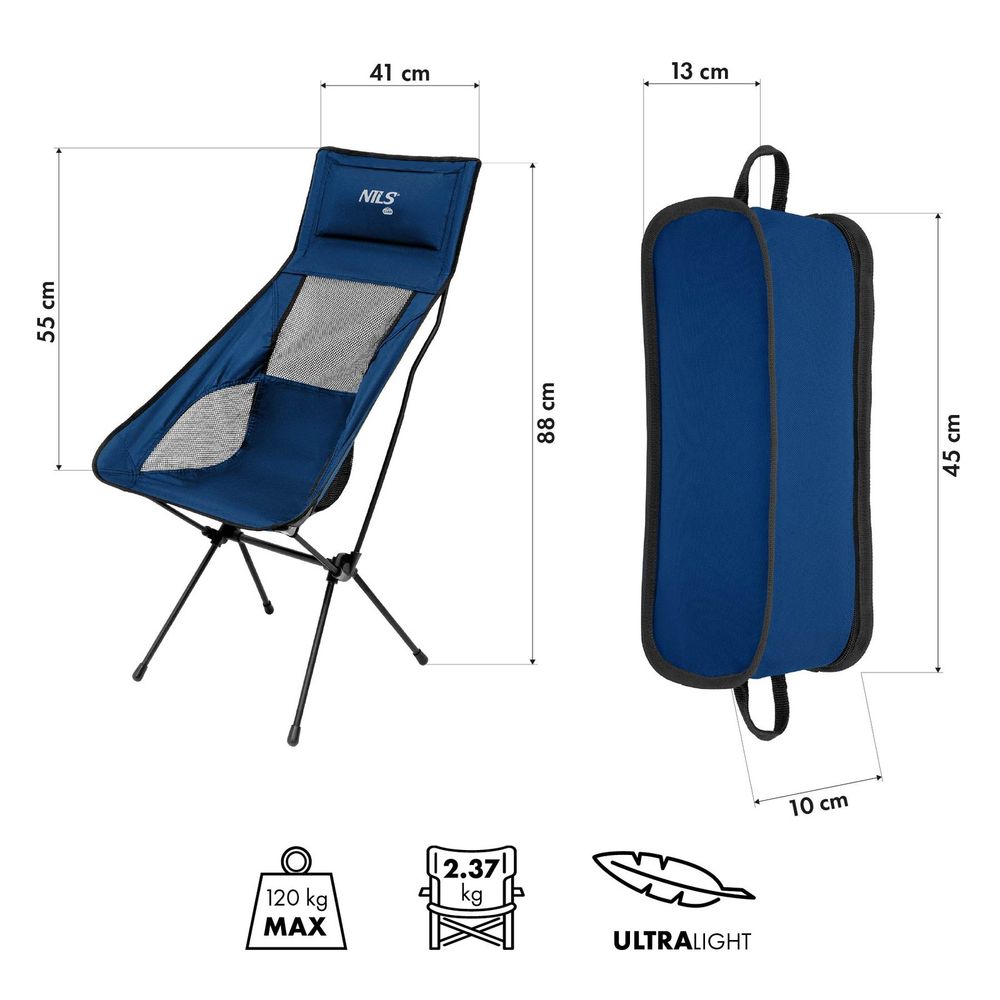 Nc3322 sklopivna stolica ultra svijetla tamno plava nils camp slika 5
