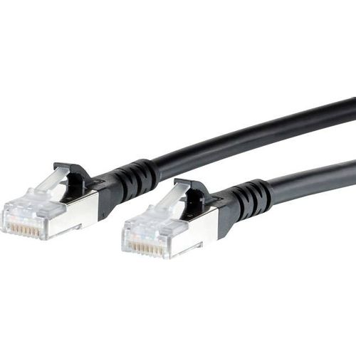 Metz Connect 1308451000-E RJ45 mrežni kabel, Patch kabel cat 6a S/FTP 1.00 m crna sa zaštitom za nosić 1 St. slika 2