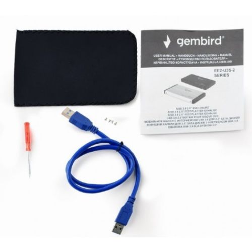 EE2-U3S-2 Gembird USB 3.0 Externo kuciste za 2.5 SATA hard diskove, aluminium, crni A slika 3