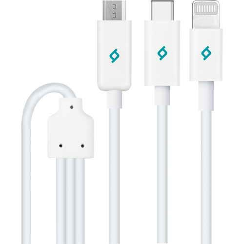 Ttec Kabel - Trio - Lightning, USB-C & MicroUSB to USB (1,20m) - White slika 1