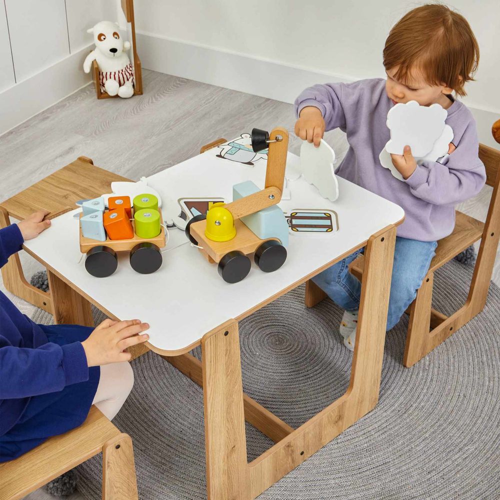 Dječiji set stola Crane 2, boje: bijela, prirodna slika 5