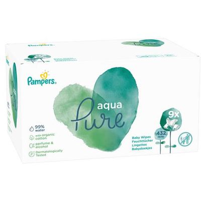 Pampers Aqua Pure vlažne maramice 9 paketa x 48 komada maramica



Vlažne maramice Pampers Aqua Pure sigurne su za nježnu kožu vaše bebe. Izrađene su s 99% vode i organskog pamuka, dok preostalih 1% čine dermatološki testirana, nježna sredstava za čišćenje te sastojci koji pomažu u održavanju pH vrijednosti kože i štite je od iritacija. Ne sadrže alkohol ni dodane mirise.