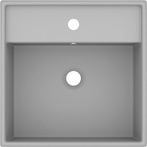 Luksuzni kvadratni umivaonik mat svjetlosivi 41x41 cm keramički slika 4