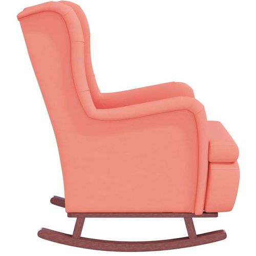 Fotelja s nogama za ljuljanje od kaučukovca ružičasta baršun slika 12