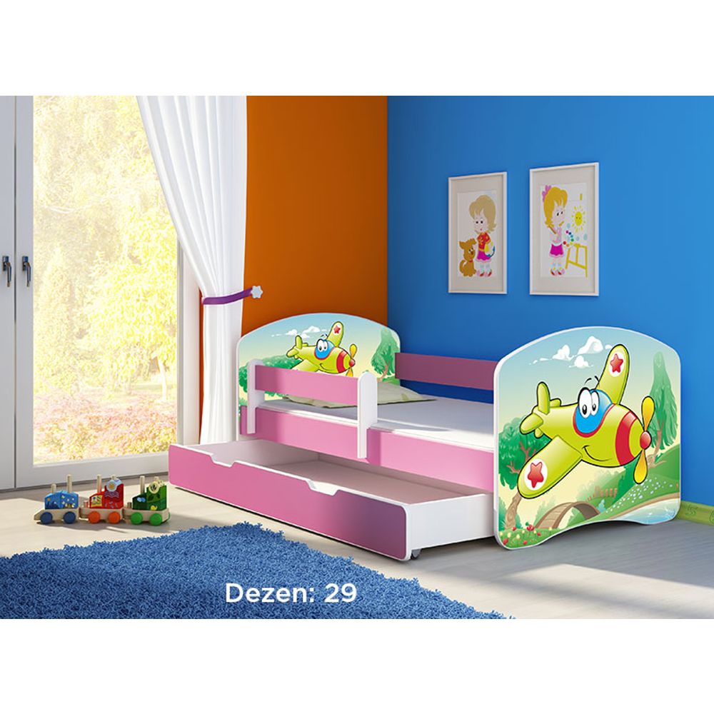 ACMA Dječiji krevet Acma II sa ladicom Pink - 140x70cm - Dezen 29 slika 2