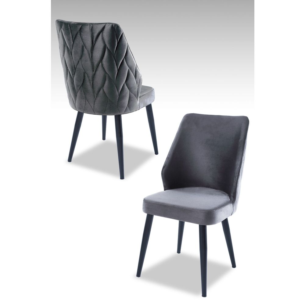 Pufi - Sivi, Crni Set Stolica (2 Komada) slika 1