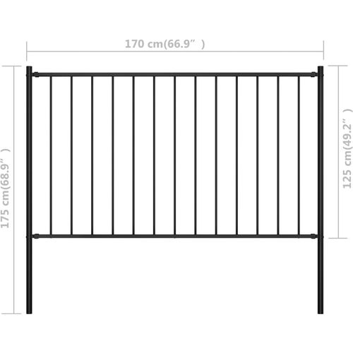 Panel za ogradu sa stupovima čelični 1,7 x 1,25 m crni slika 20