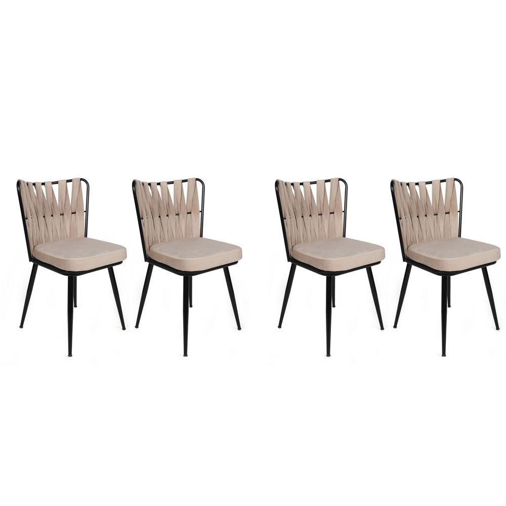 Kuşaklı-221 V4 Set Stolica u Krem i Crnoj (4 Komada) slika 1