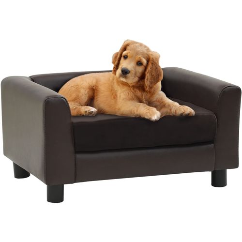 Sofa za pse smeđa 60 x 43 x 30 cm od pliša i umjetne kože slika 18