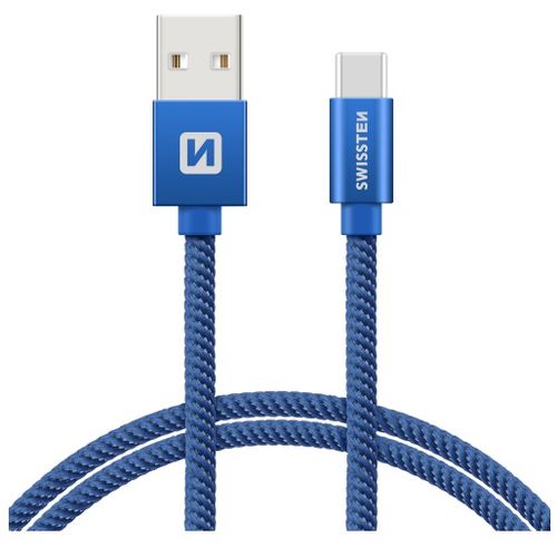 SWISSTEN kabel USB/USB-C, platneni, 3A, 2m, plavi slika 1