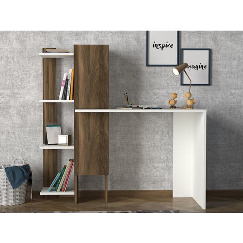 Woody Fashion Radni stol, Bijela boja Orah, Gina - White, Walnut slika 1