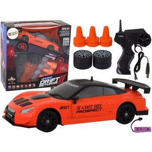 Auto na daljinsko upravljanje R/C 1:24  s izmjenjivim kotačima - narančasti