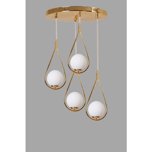 Damla 4 Lü Tepsili Gold Beyaz Camlı Sarkıt Gold
White Chandelier slika 3