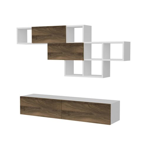 Woody Fashion TV jedinica, Bijela boja Orah, Aristo - White, Walnut slika 3