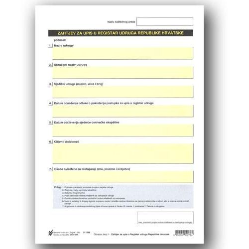 I-611 ZAHTJEV ZA UPIS U REGISTAR UDRUGA; List, 21 x 29,7 cm slika 2