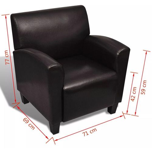 Fotelja od umjetne kože tamnosmeđa slika 2