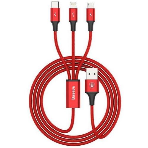 Baseus kabel 3v1 USB Rapid crveni, 3A, 1.2M slika 3