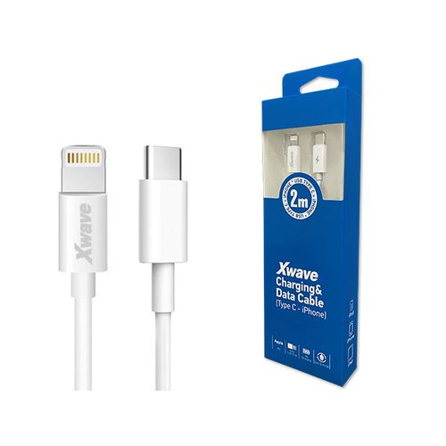 Xwave Kabl USB Tip-C za IPHONE 2M 3A,lightning aluminium,beli slika 1