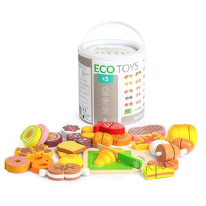 Ecotoys Drvena hrana za rezanje set od 23 elemenata