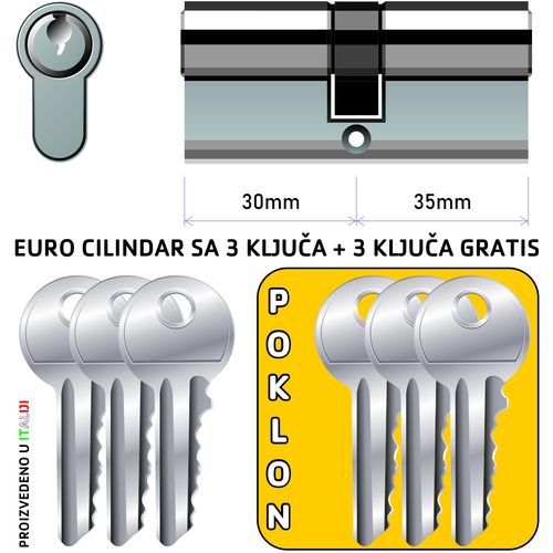 Cilindar 65mm 30/35 ISEO F5 na "gumb" slika 1