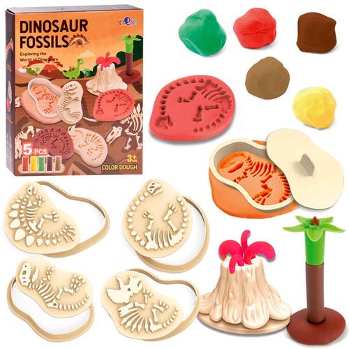 Set za izradu fosila dinosaura od plastelina - 5 boja slika 1