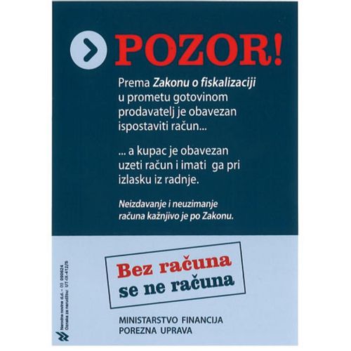 IX-412/M NALJEPNICA POZOR FISKALIZACIJA; PVC folija, 4,9 x 6,9 cm slika 1