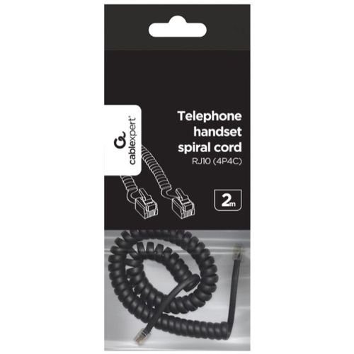 TC4P4CS-2M Gembird Telefonski kabl spiralni za slusalicu, RJ10 (4P4C), 2m, black slika 2