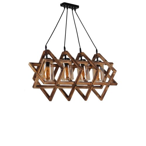 Berlin Ahşap 4 Lü Sarkıt Yanık Brown Chandelier slika 2