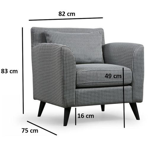 Atelier Del Sofa Fotelja, Crno Bijela, Nordic Armchair - Patterned slika 5