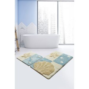 Deniz Yıldızı - Blue Multicolor Acrylic Bathmat Set (2 Pieces)