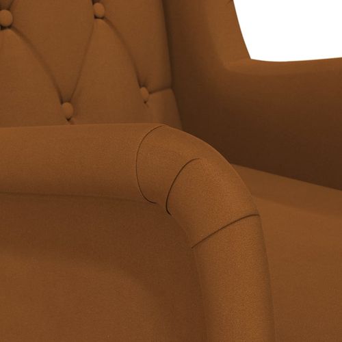Fotelja s nogama za ljuljanje od kaučukovca smeđa baršunasta slika 14