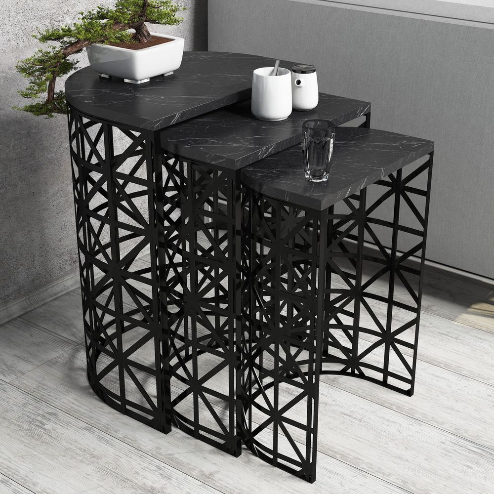 Nesting Table Stil - Crni Mramor (3 Komada) slika 1