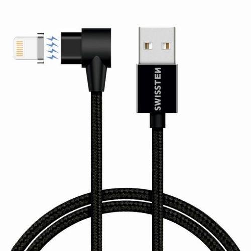 SWISSTEN kabel Arcade USB/Lightning, magnetski, platneni, 1.2m, 3A, crni slika 1