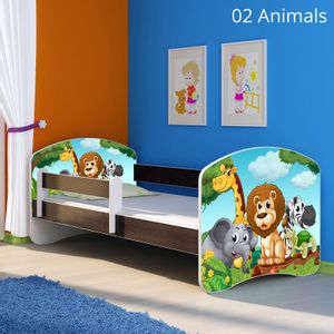 Dječji krevet ACMA s motivom, bočna wenge 140x70 cm 02-animals