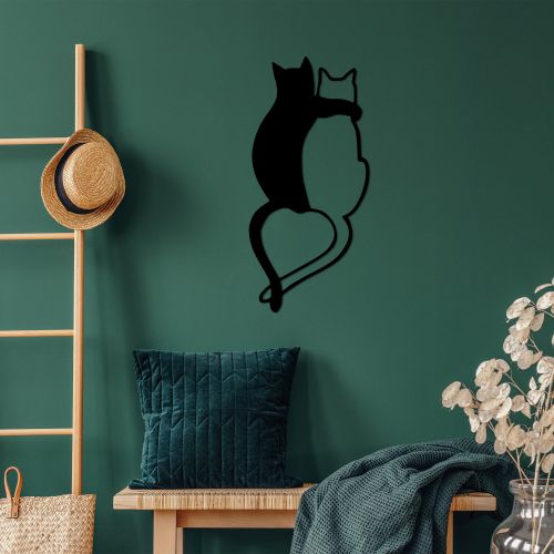 Wallity Love Cats - 478 Crni Dekorativni Metalni Zidni Ukras slika 3