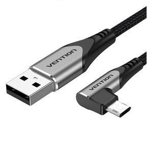 USB 2.0 to Micro-B Right Angle Cable 1.5M Gray Aluminum Alloy Type(Reversible Design)
