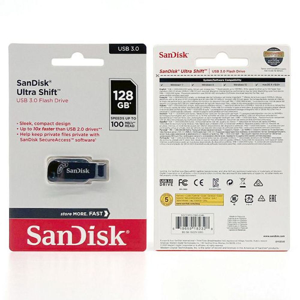 SANDISK USB 3.2 FLASH DRIVE ULTRA SHIFT 100MB/s 128GB slika 1