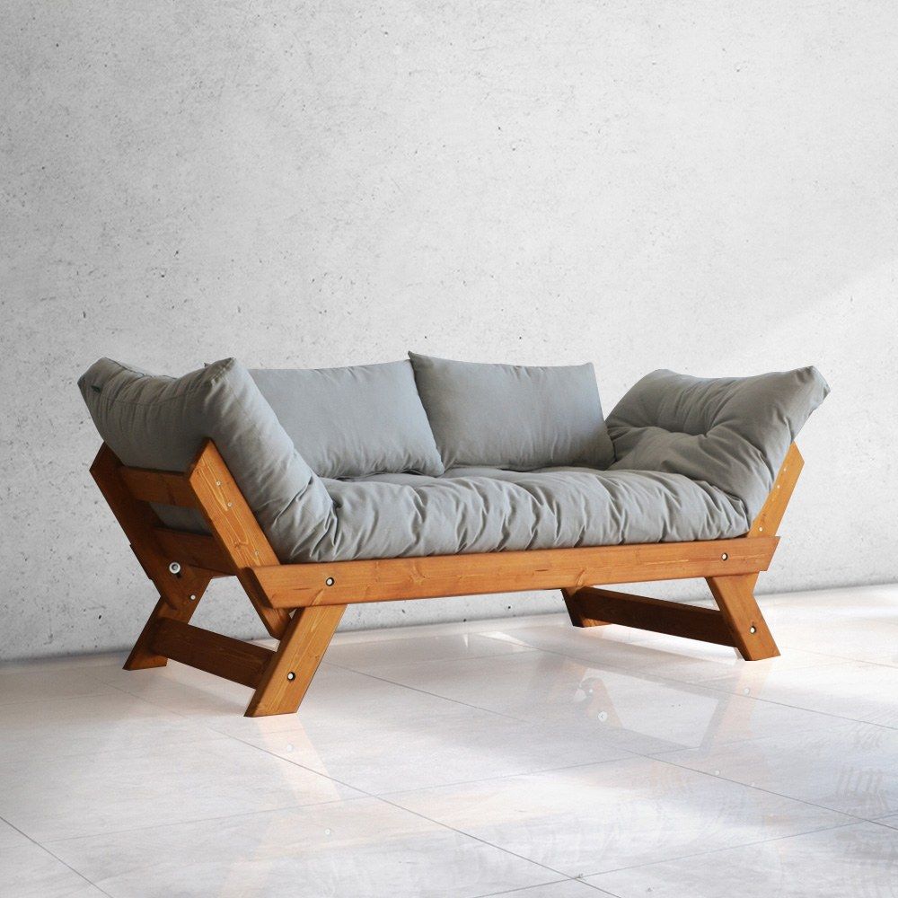 Dvosjed sofa CPT8101-210 - boja: Teak, Siva & Vrt slika 1