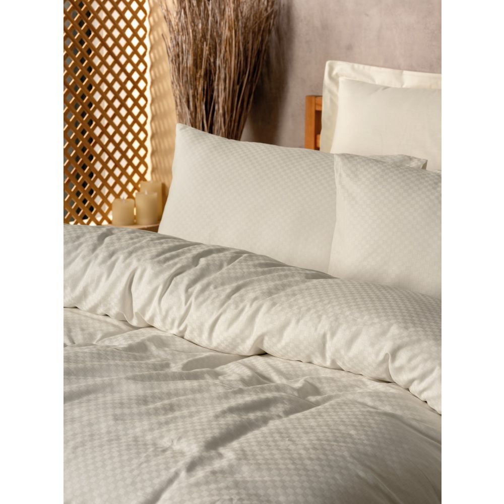 Plaid - Cream Cream Ranforce Single Quilt Cover Set (FR) slika 2