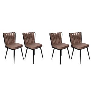 Kuşaklı-233 V4 Svijetlosmeđi Crni Set Stolica (4 Komada)