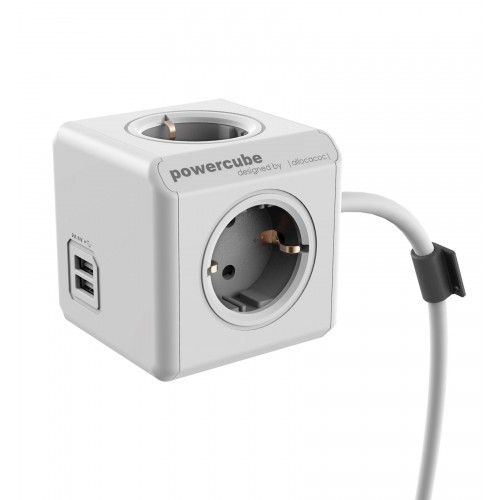 ALLOCACOC PowerCube Ext.USB 4xŠuko+2USB-5V/2.1A,1.5m, siva 1402GY/DEEUPC slika 1