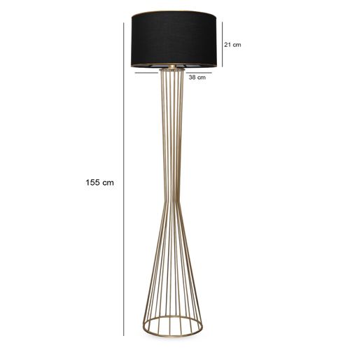 Opviq Podna lampa FLOOR crno- zlatno, metal- platno, 21 x 38 cm, visina 155 cm, E27 60 W, AYD-3078 slika 3