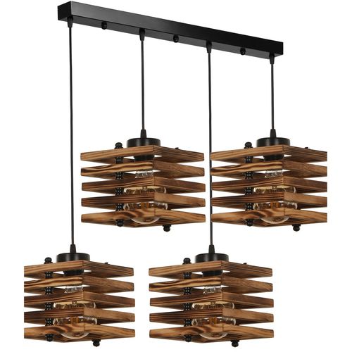 Cara ahşap 4 lü sıralı yanık sarkıt Brown Chandelier slika 2