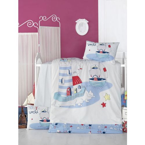 Colourful Cotton Komplet posteljine za bebe od ranforcea Nautic slika 1